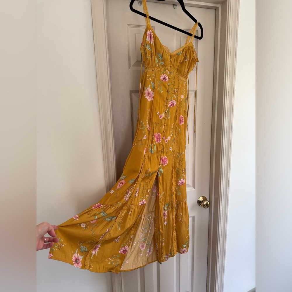 Golden Yellow Floral Wedding Guest Dress Small - Picture 14 of 16